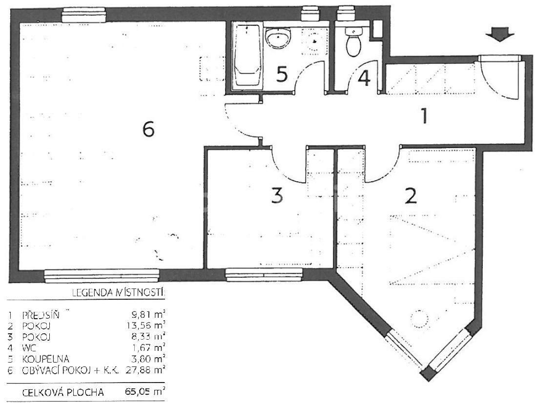 Prenájom bytu 3-izbový 65 m², Rostovská, Praha, Praha