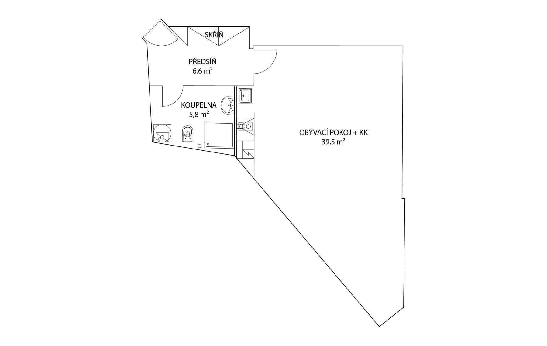 Prenájom bytu 1-izbový 52 m², Bořivojova, Praha, Praha