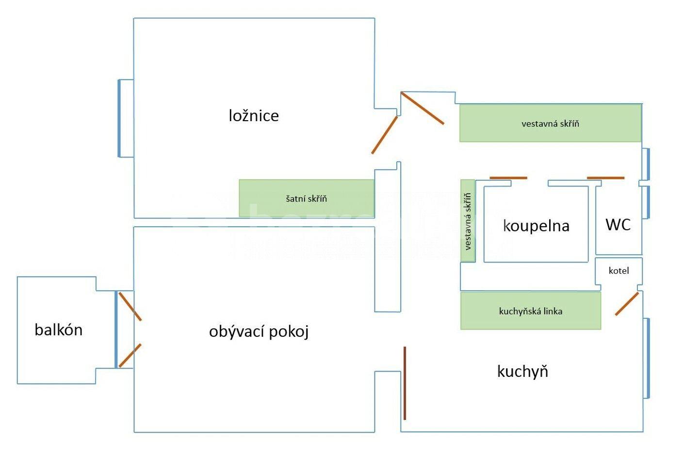 Prenájom bytu 2-izbový 52 m², Palackého, Mladá Boleslav, Středočeský kraj