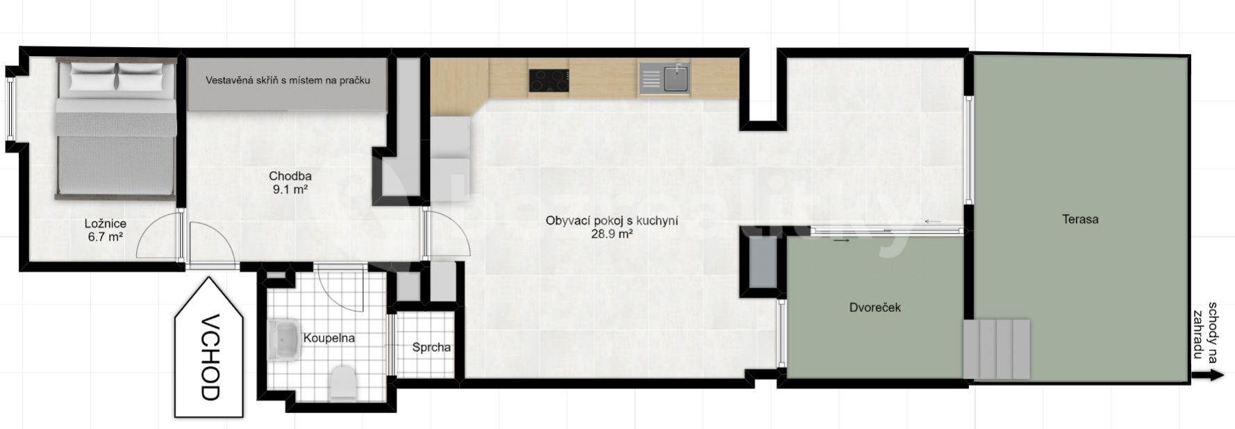 Prenájom bytu 2-izbový 51 m², Na Balkáně, Praha, Praha