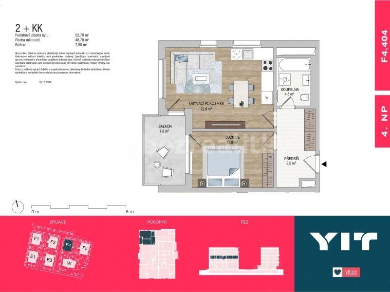 Prenájom bytu 2-izbový 53 m², Saarinenova, Praha, Praha