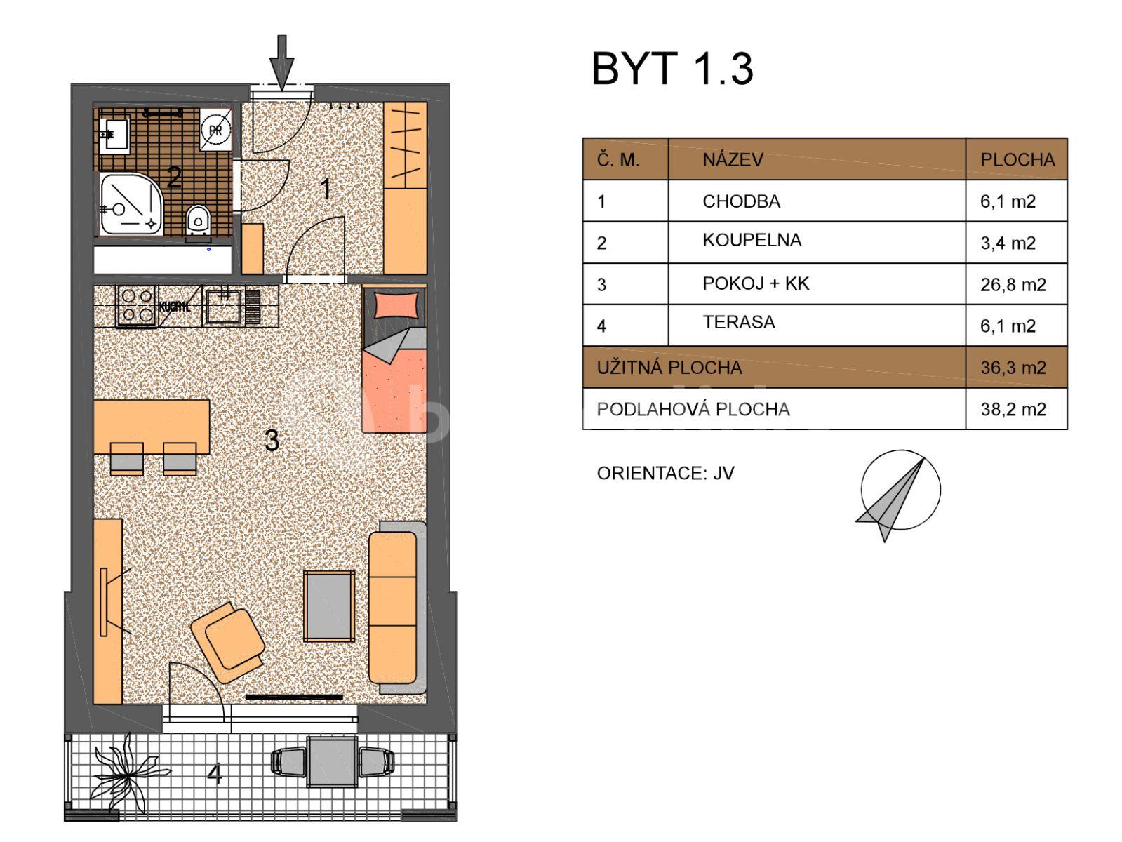 Prenájom bytu 1-izbový 38 m², Kadečkové, Praha, Praha