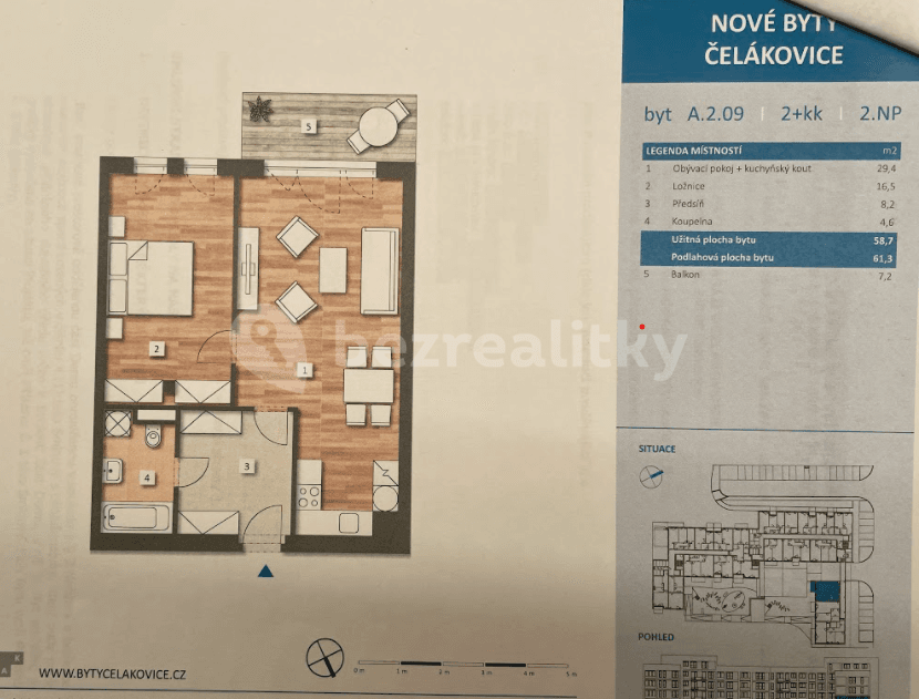 Prenájom bytu 2-izbový 68 m², Tovární, Čelákovice, Středočeský kraj