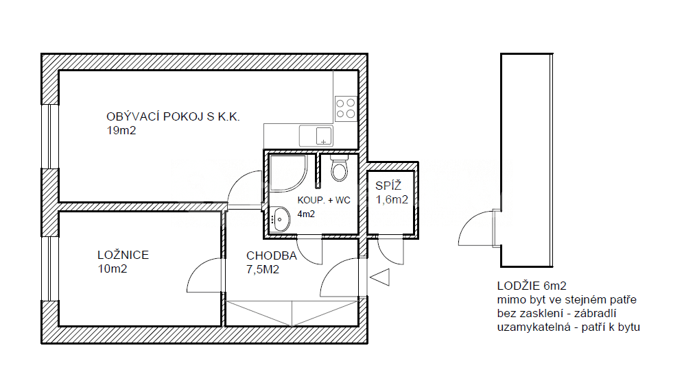 Prenájom bytu 2-izbový 41 m², Kovařovicova, Praha, Praha