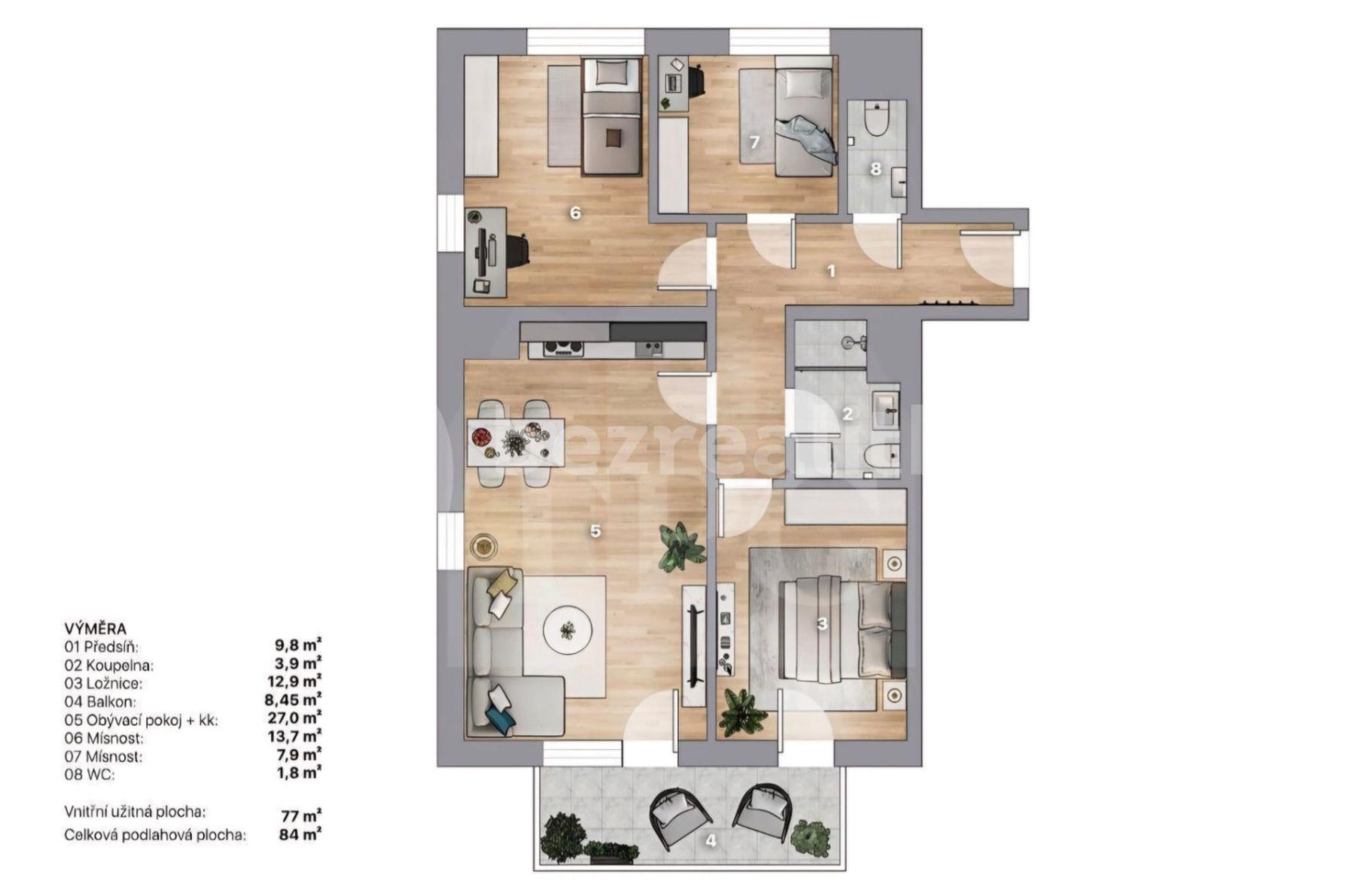 Predaj bytu 4-izbový 84 m², Příkrá, Tuchoměřice, Středočeský kraj