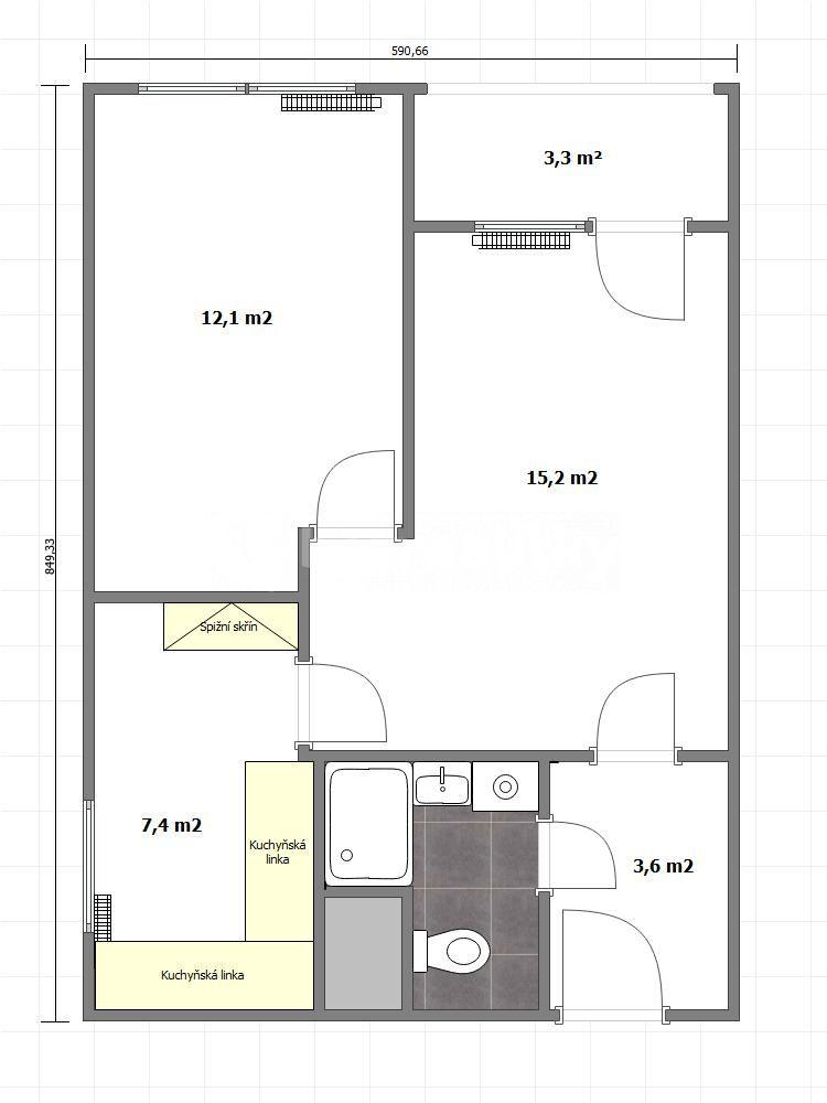 Prenájom bytu 2-izbový 43 m², Tererova, Praha, Praha