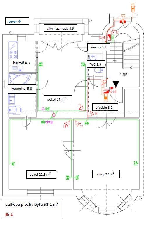 Prenájom bytu 3-izbový 91 m², Na Třebešíně, Praha, Praha