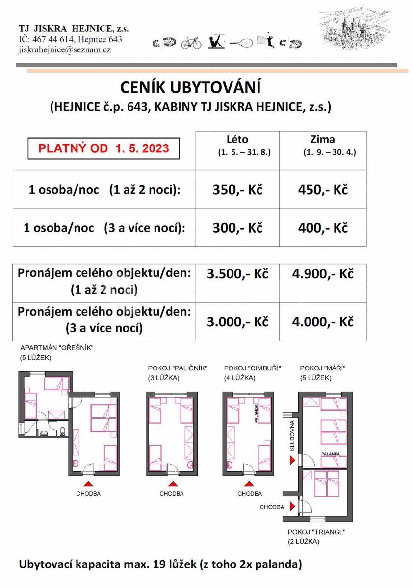 Prenájom rekreačného objektu, Hejnice, Liberecký kraj