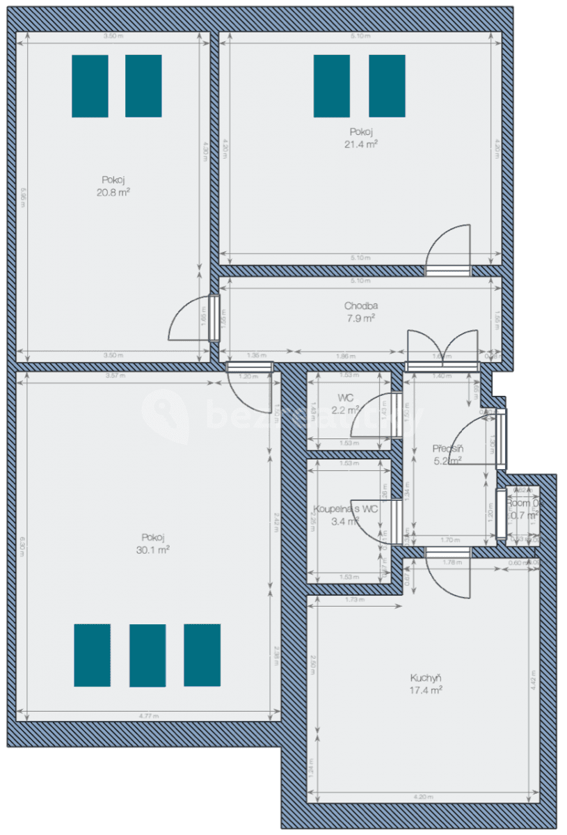 Prenájom bytu 3-izbový 110 m², Sokolovská, Praha, Praha