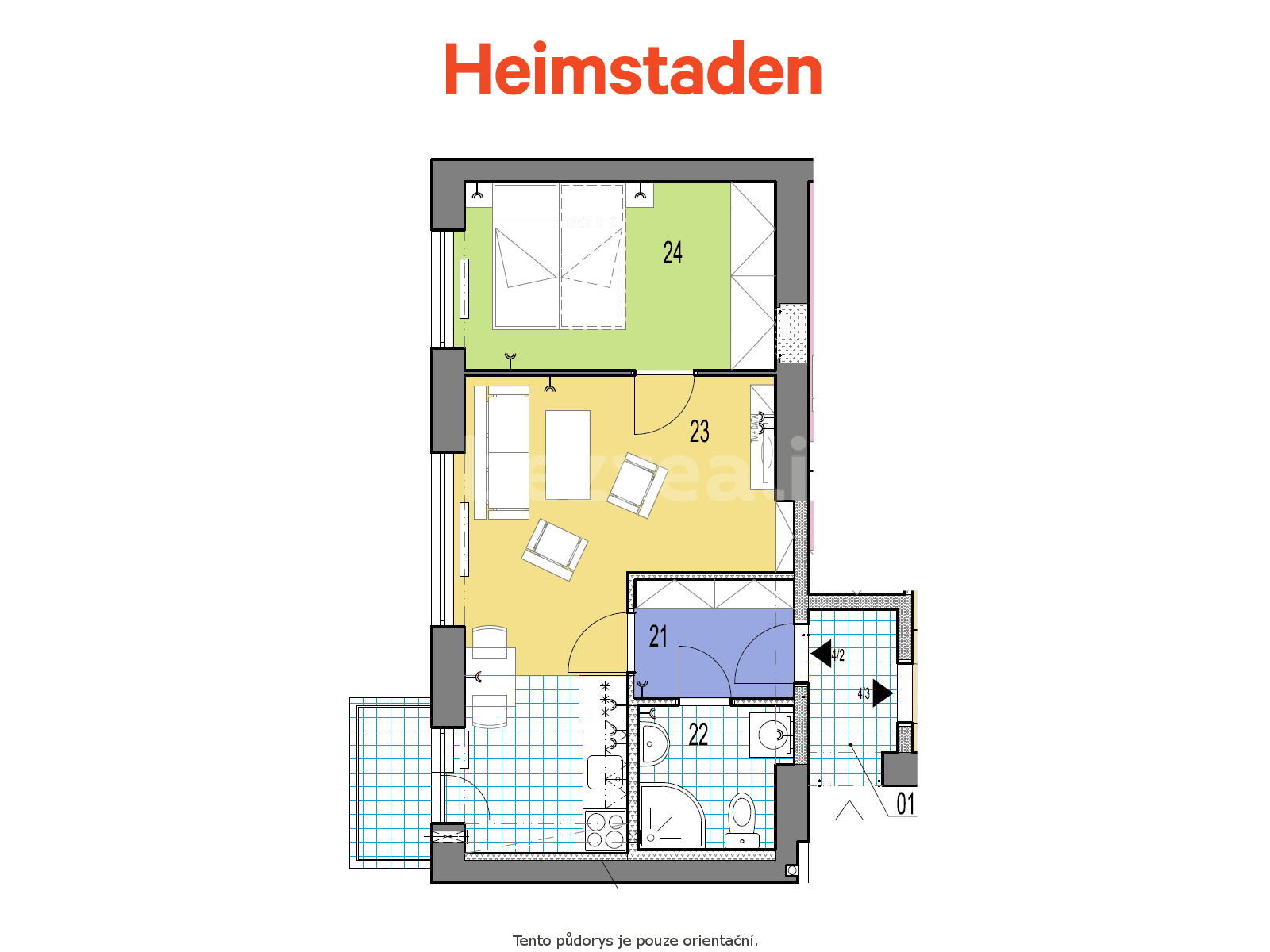 Prenájom bytu 2-izbový 41 m², Řecká, Karviná, Moravskoslezský kraj