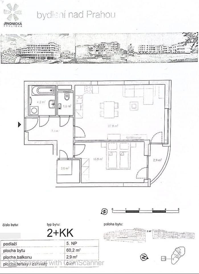 Prenájom bytu 2-izbový 60 m², V Zářezu, Praha, Praha