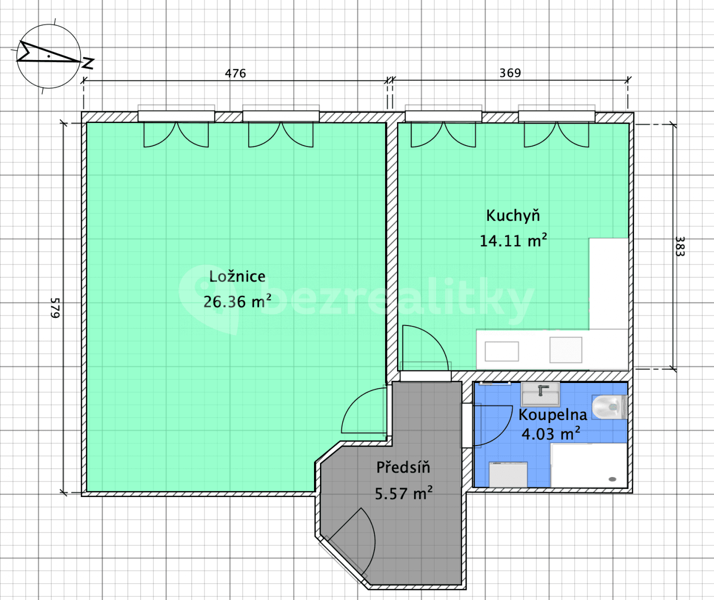 Prenájom bytu 2-izbový 50 m², Křížová, Brno, Jihomoravský kraj