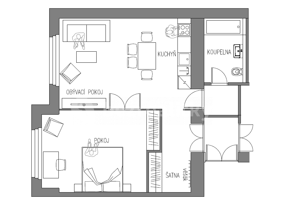 Prenájom bytu 2-izbový 58 m², Jilemnického, Praha, Praha