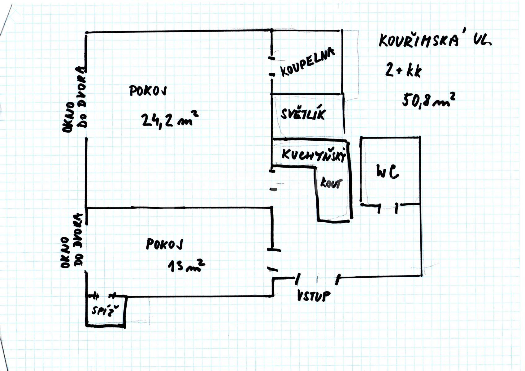 Prenájom bytu 2-izbový 51 m², Kouřimská, Praha, Praha