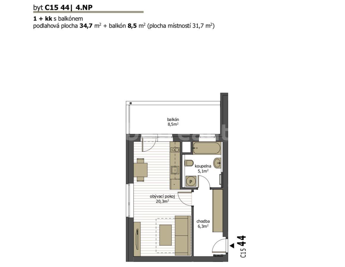 Prenájom bytu 1-izbový 35 m², Armádní, Milovice, Středočeský kraj