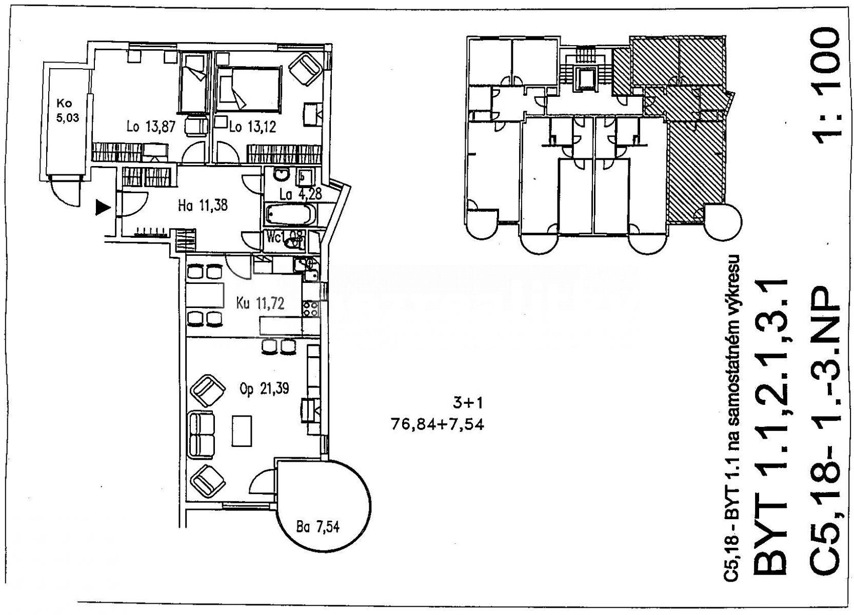 Prenájom bytu 3-izbový 83 m², Pastevců, Praha, Praha