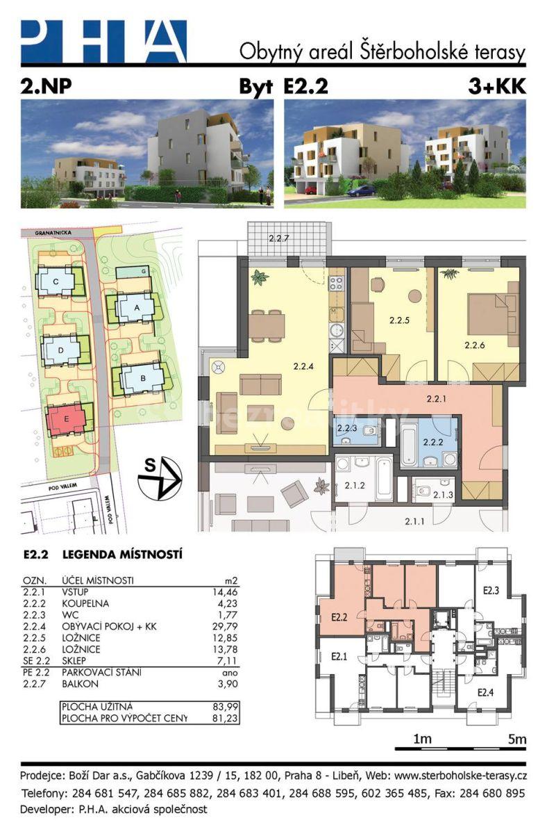 Prenájom bytu 3-izbový 84 m², Dragounská, Praha, Praha