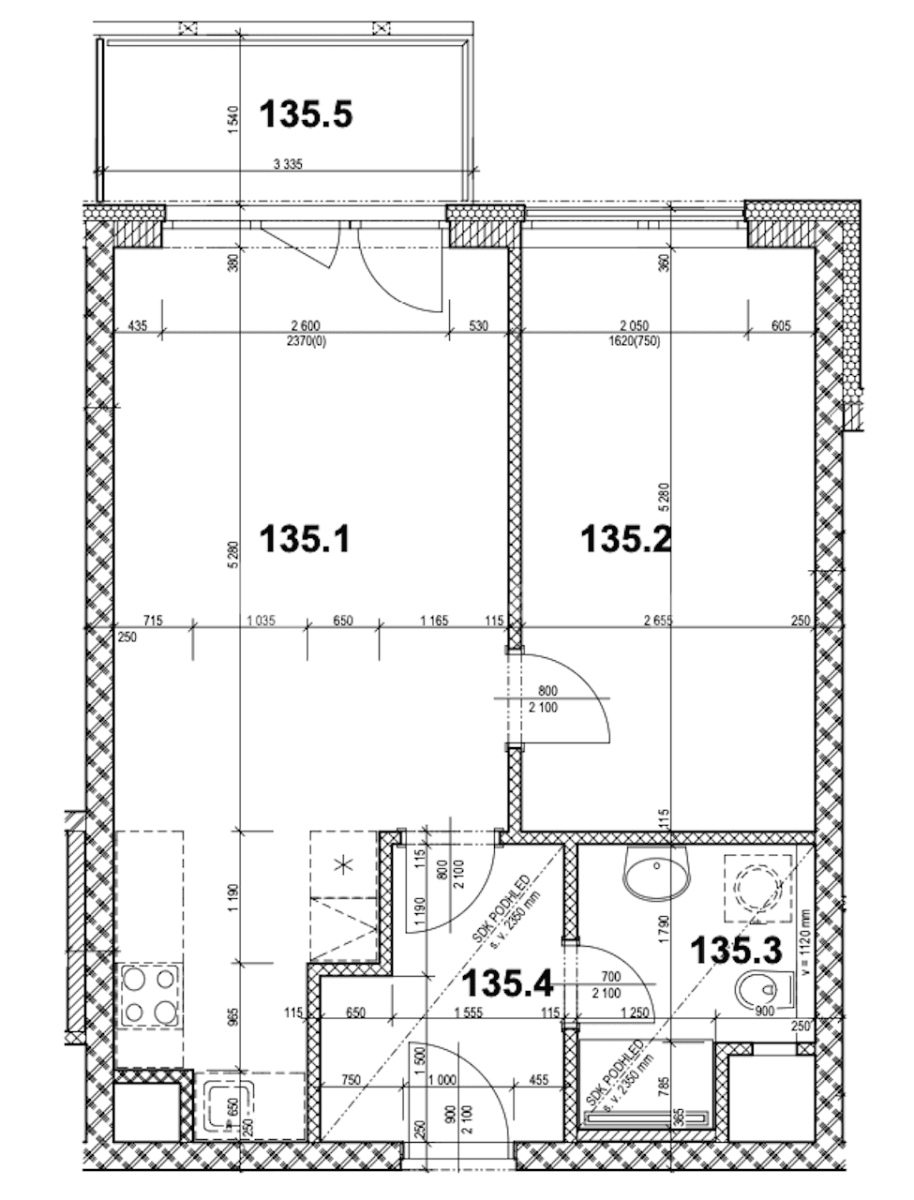 Prenájom bytu 2-izbový 57 m², U Radosti, Praha, Praha