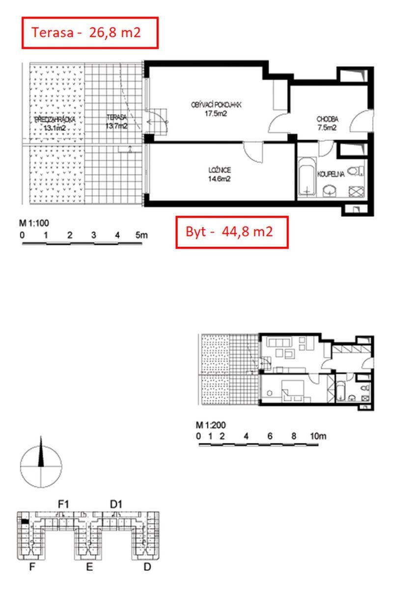 Prenájom bytu 2-izbový 44 m², Voskovcova, Praha, Praha