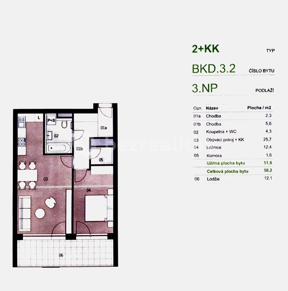 Prenájom bytu 2-izbový 56 m², U Plynárny, Praha, Praha