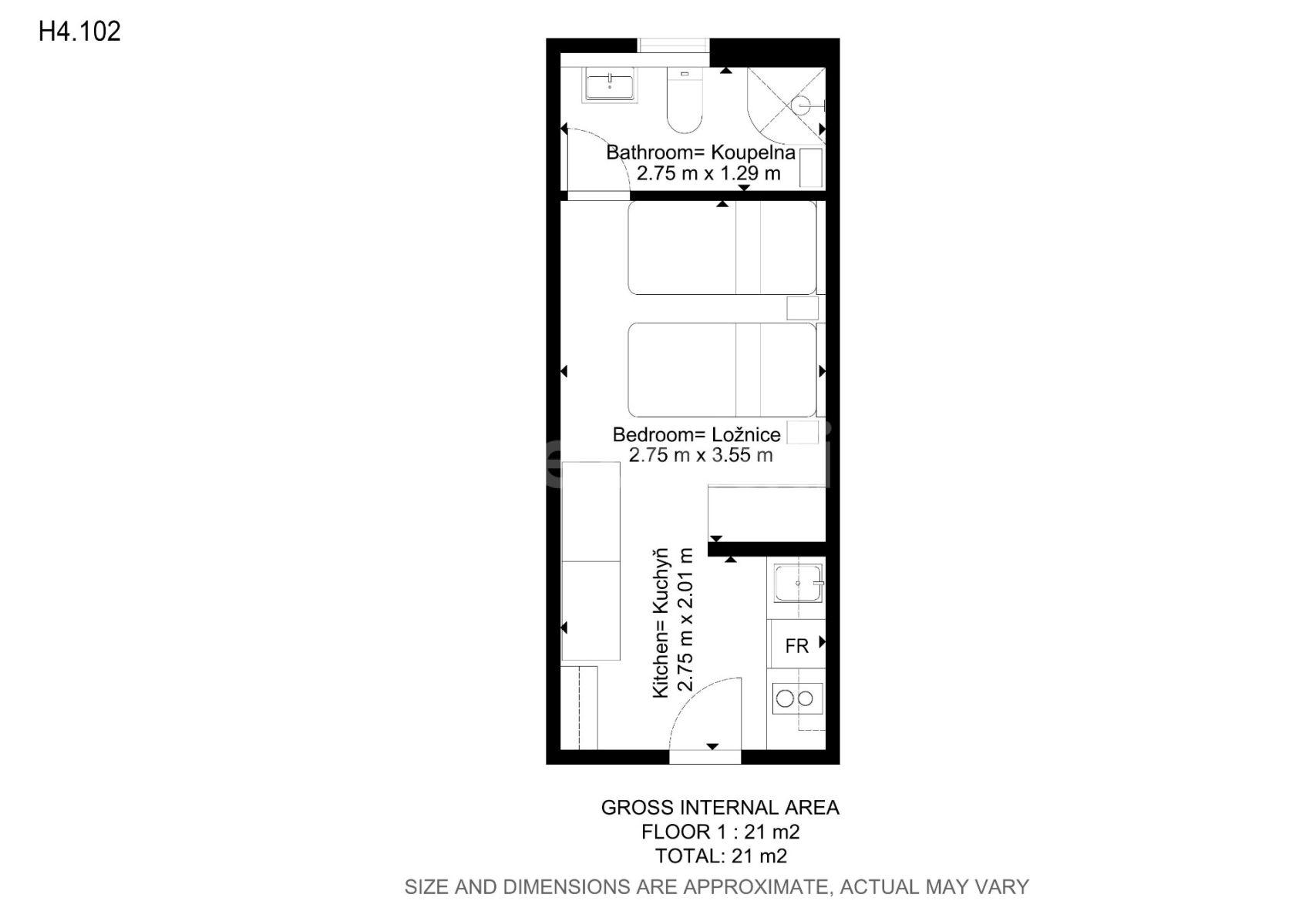 Prenájom bytu 1-izbový 17 m², Hybešova, Brno, Jihomoravský kraj