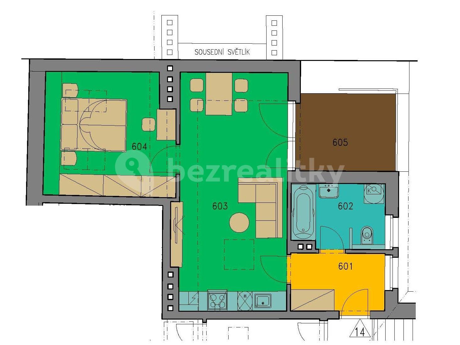 Prenájom bytu 2-izbový 57 m², Šaldova, Praha, Praha