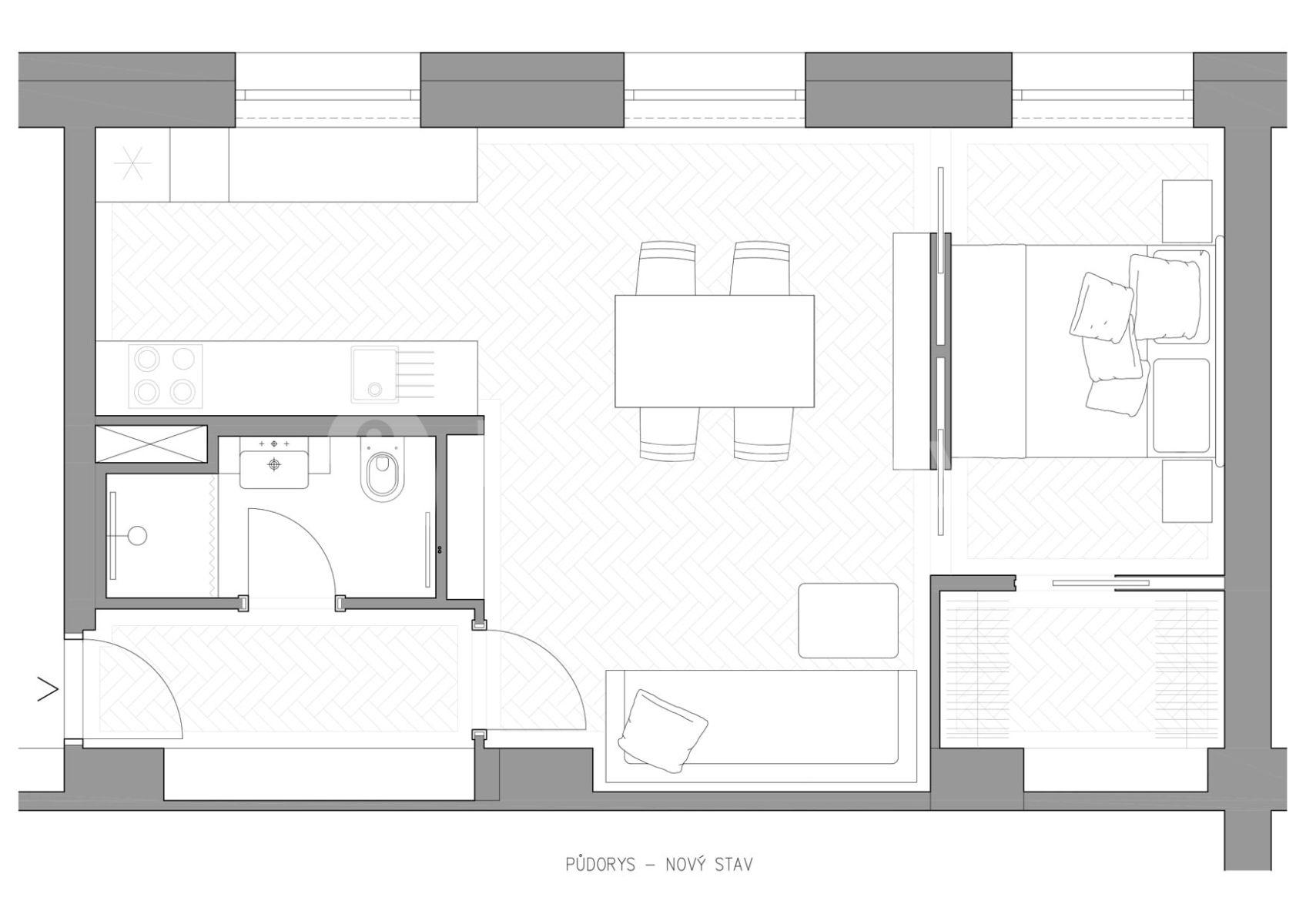 Prenájom bytu 1-izbový 35 m², Krásného, Praha, Praha