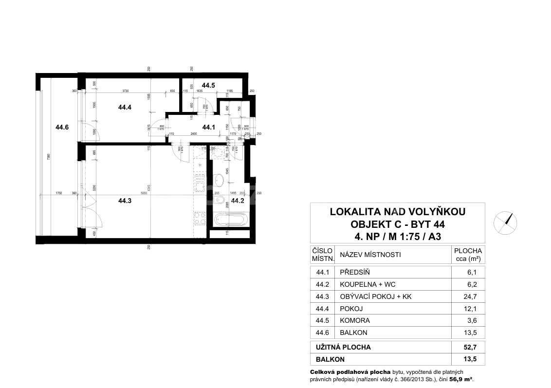 Prenájom bytu 2-izbový 57 m², Losenická, Praha, Praha