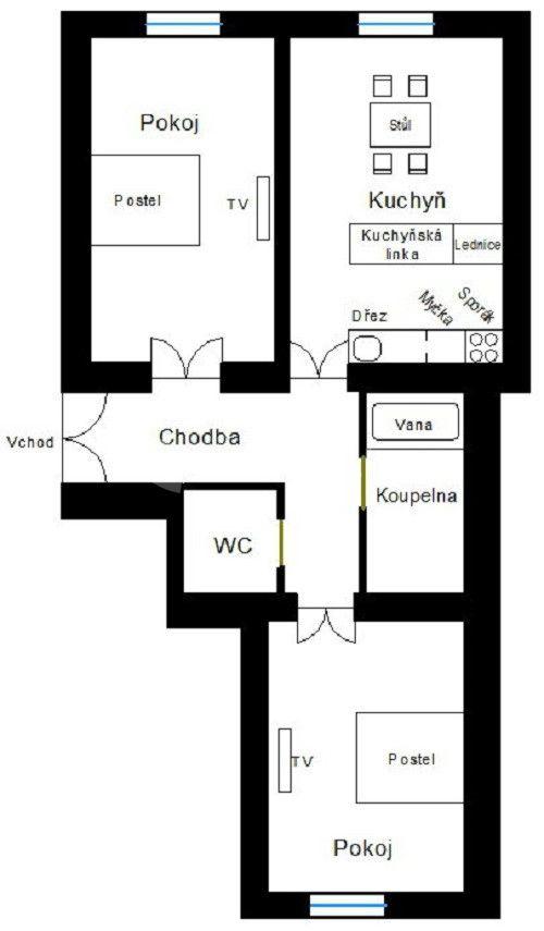 Prenájom bytu 2-izbový 79 m², Polská, Praha, Praha