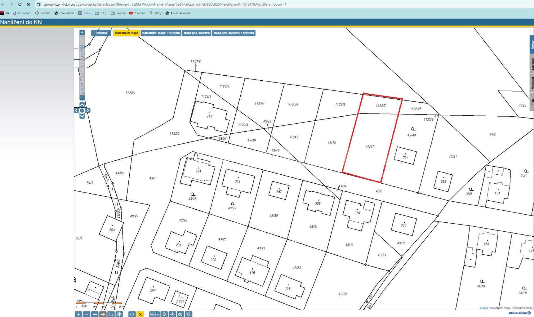 Predaj pozemku 1.123 m², Opatovice nad Labem, Pardubický kraj