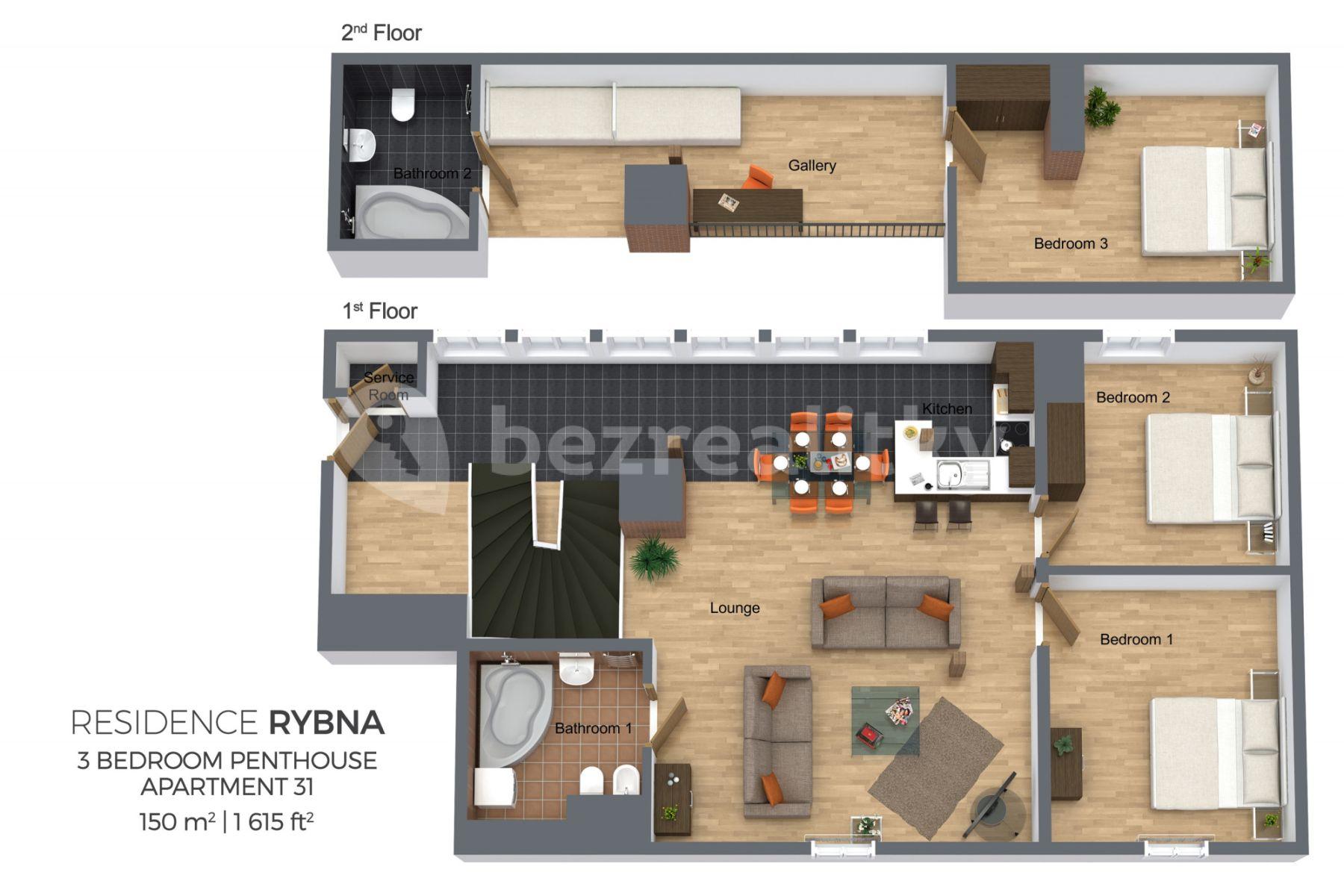 Prenájom bytu 4-izbový 150 m², Rybná, Praha, Praha