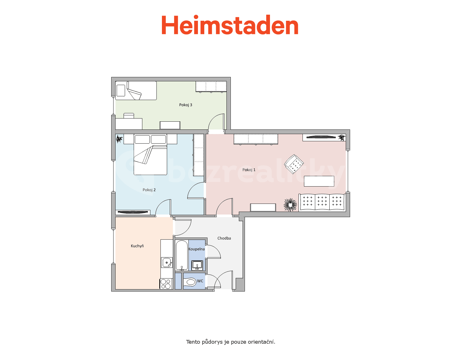 Prenájom bytu 3-izbový 60 m², Národní třída, Havířov, Moravskoslezský kraj