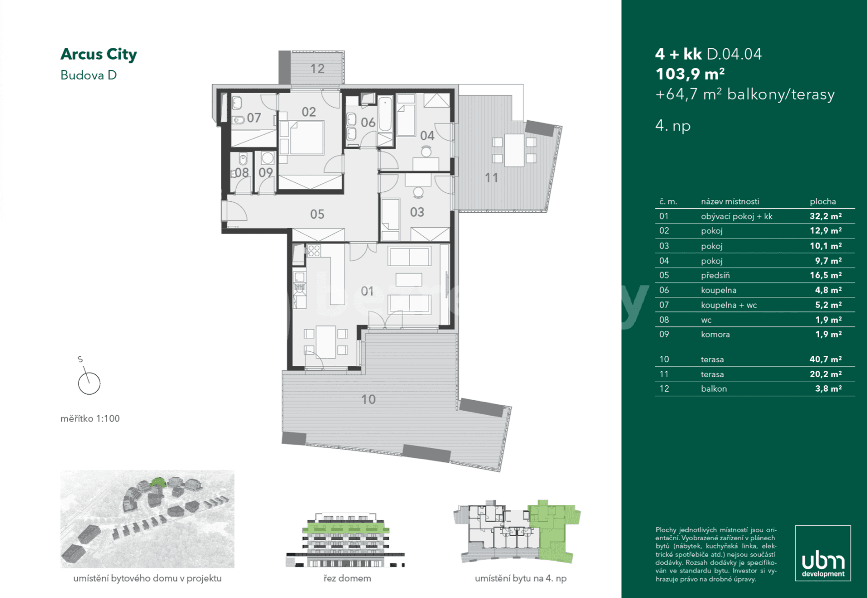 Prenájom bytu 4-izbový 104 m², Hasilova, Praha, Praha