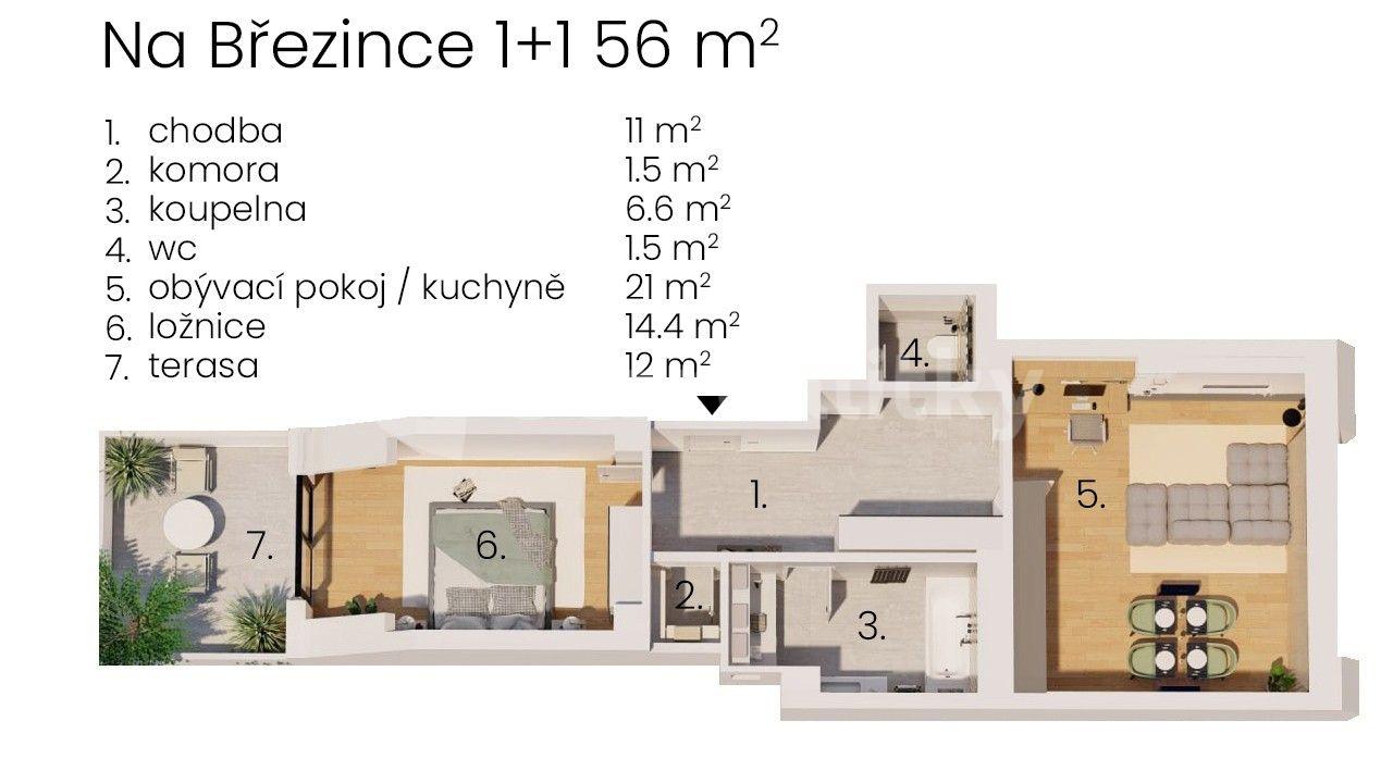 Predaj bytu 2-izbový 56 m², Na Březince, Praha, Praha