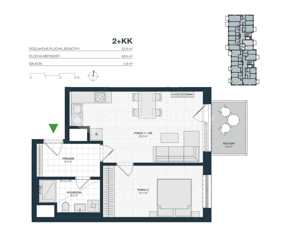 Prenájom bytu 2-izbový 53 m², Nurmiho, Praha, Praha