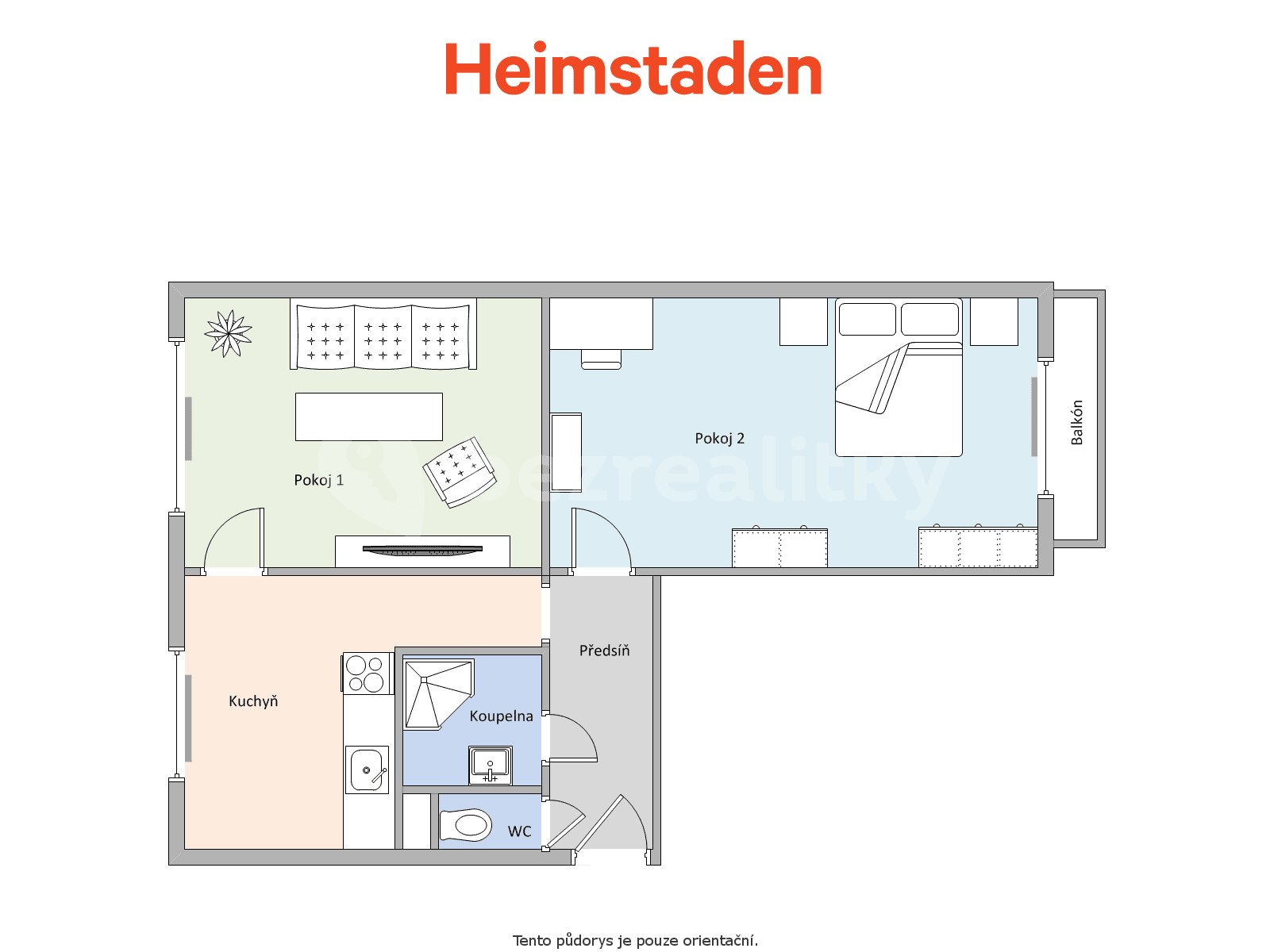 Prenájom bytu 2-izbový 52 m², Ruská, Karviná, Moravskoslezský kraj