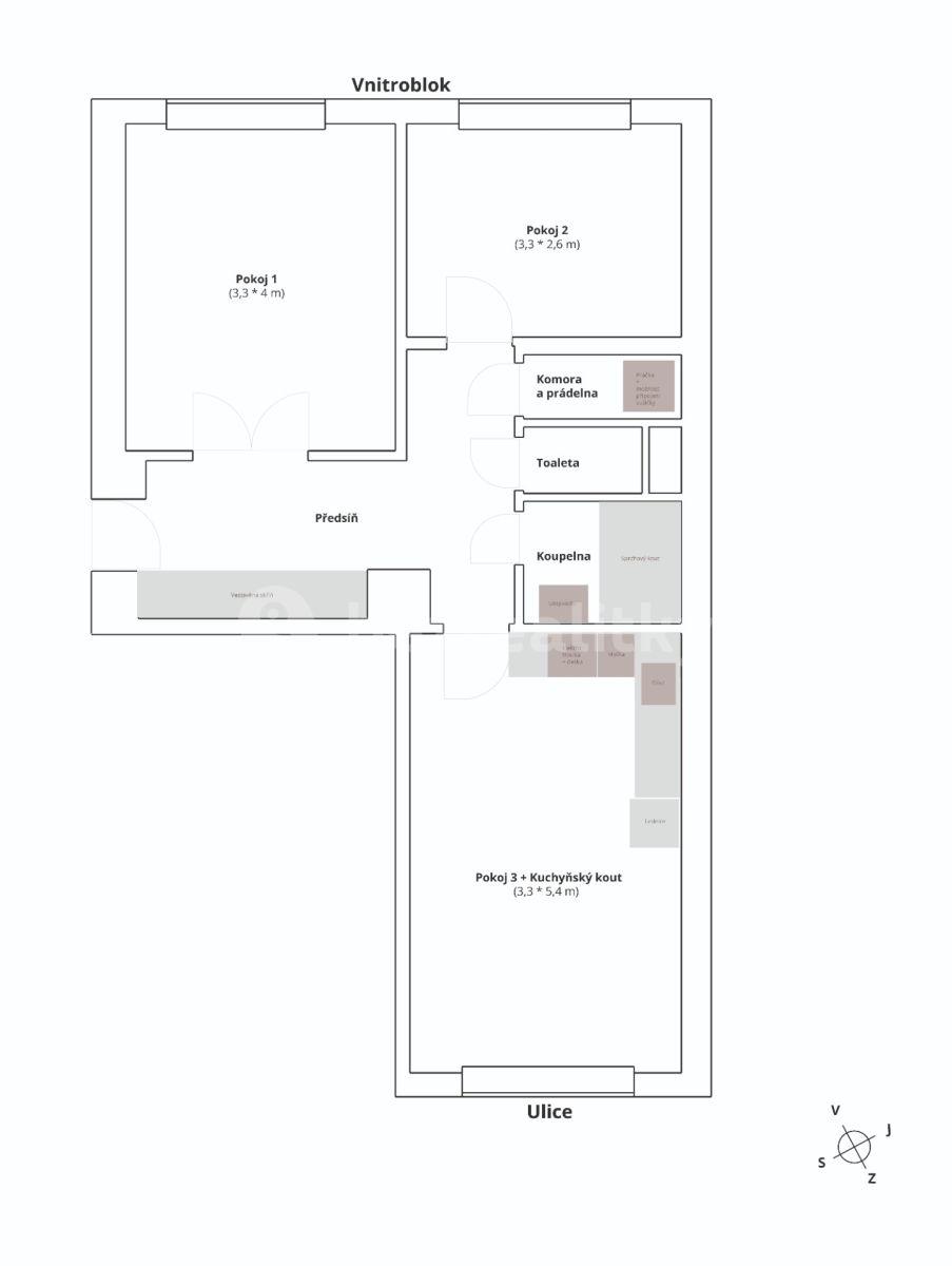 Prenájom bytu 3-izbový 57 m², Škroupova, Hradec Králové, Královéhradecký kraj