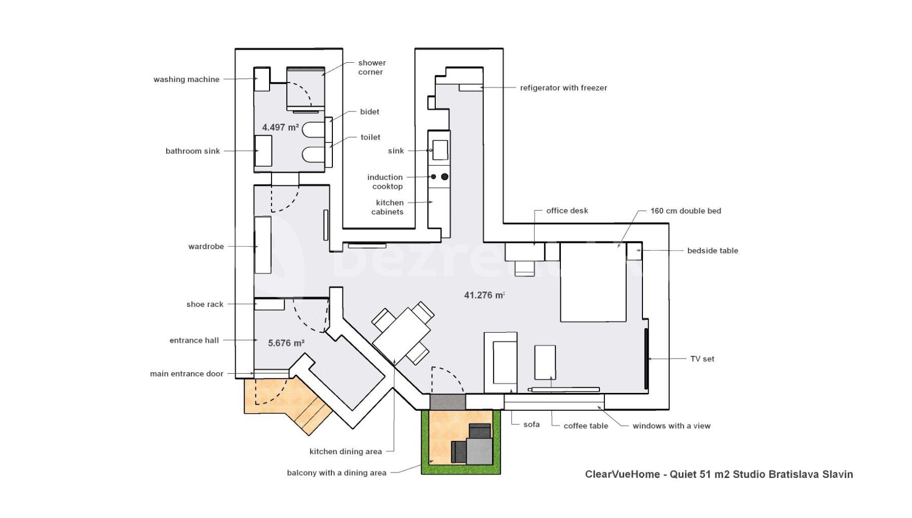 Prenájom bytu 1-izbový 51 m², Stará vinárska, Bratislava - mestská časť Staré Mesto, Bratislavský kraj