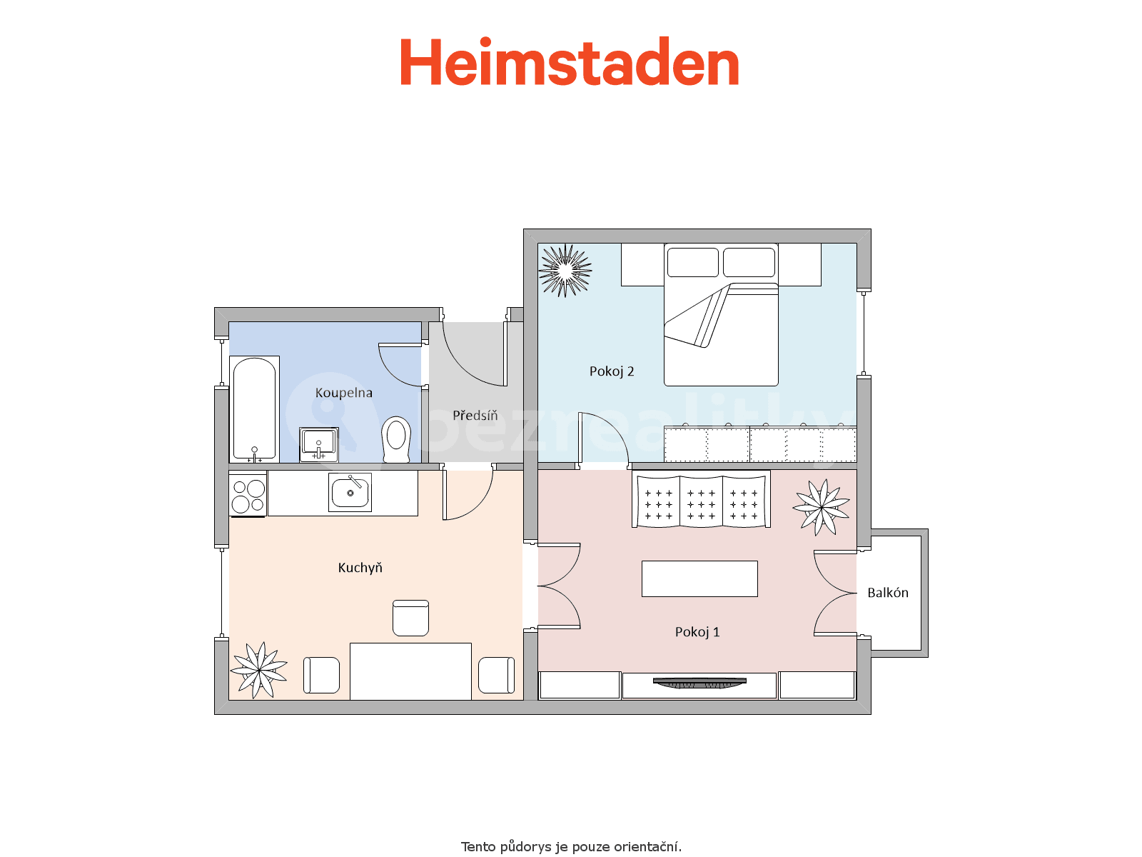 Prenájom bytu 2-izbový 47 m², Purkyňova, Karviná, Moravskoslezský kraj