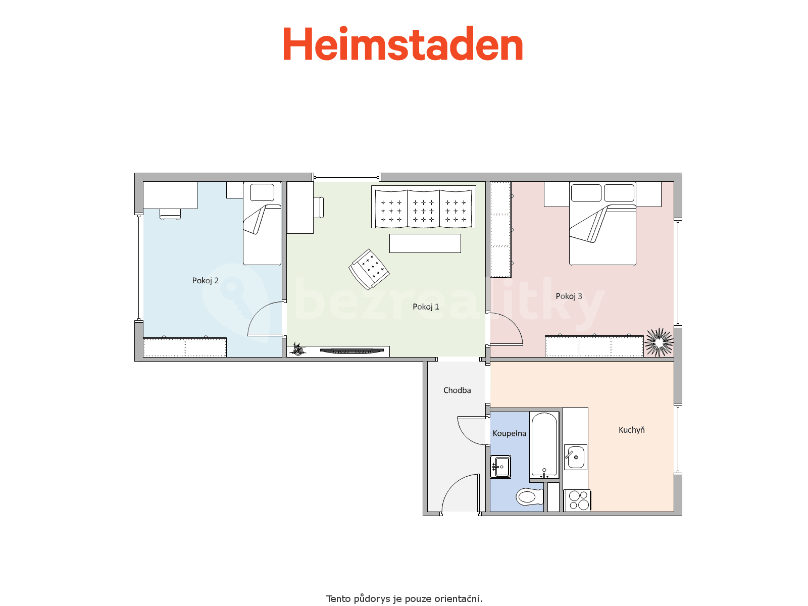 Prenájom bytu 3-izbový 55 m², Slovenská, Karviná, Moravskoslezský kraj