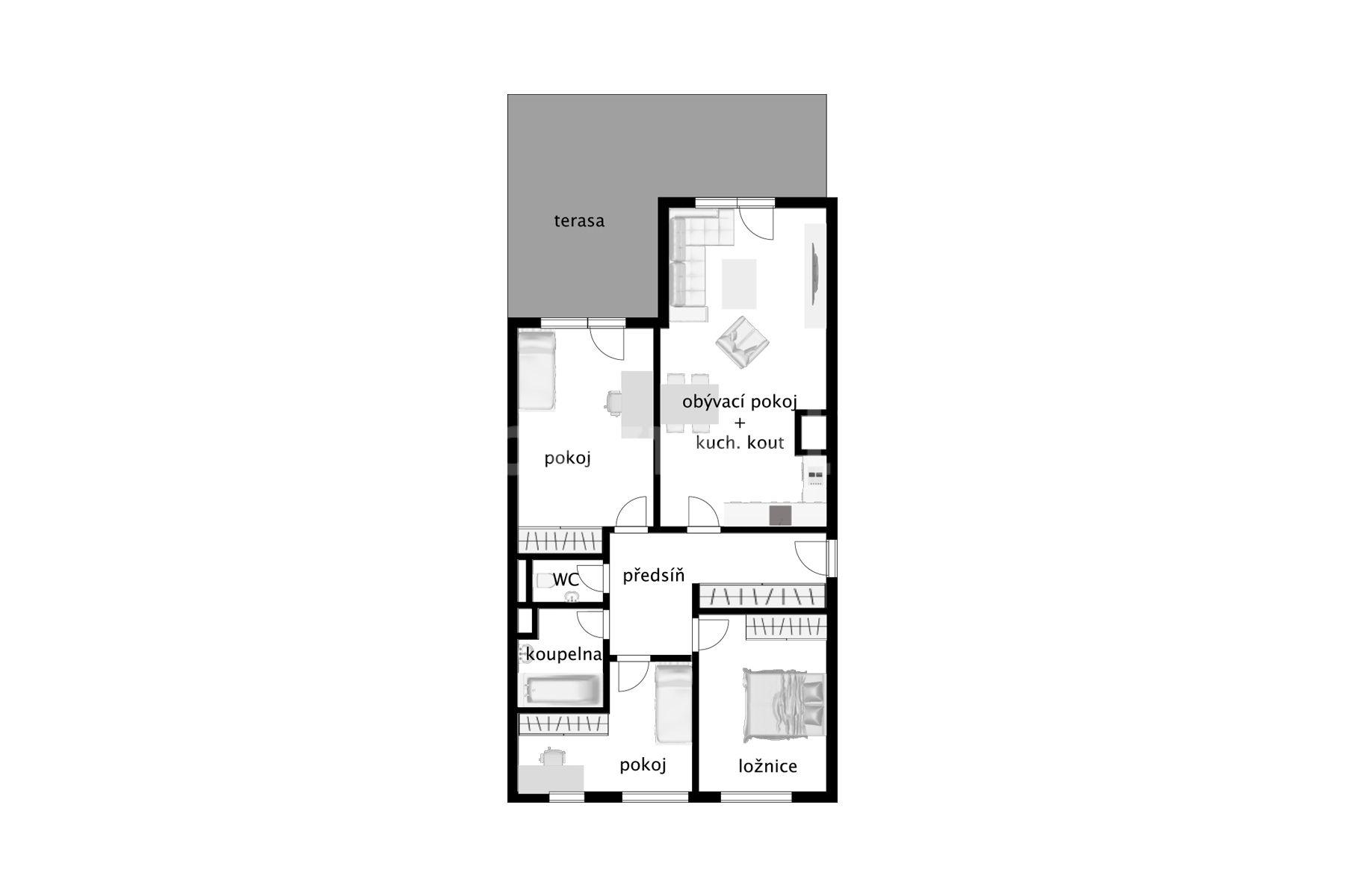 Predaj bytu 4-izbový 89 m², Lovčenská, Praha, Praha