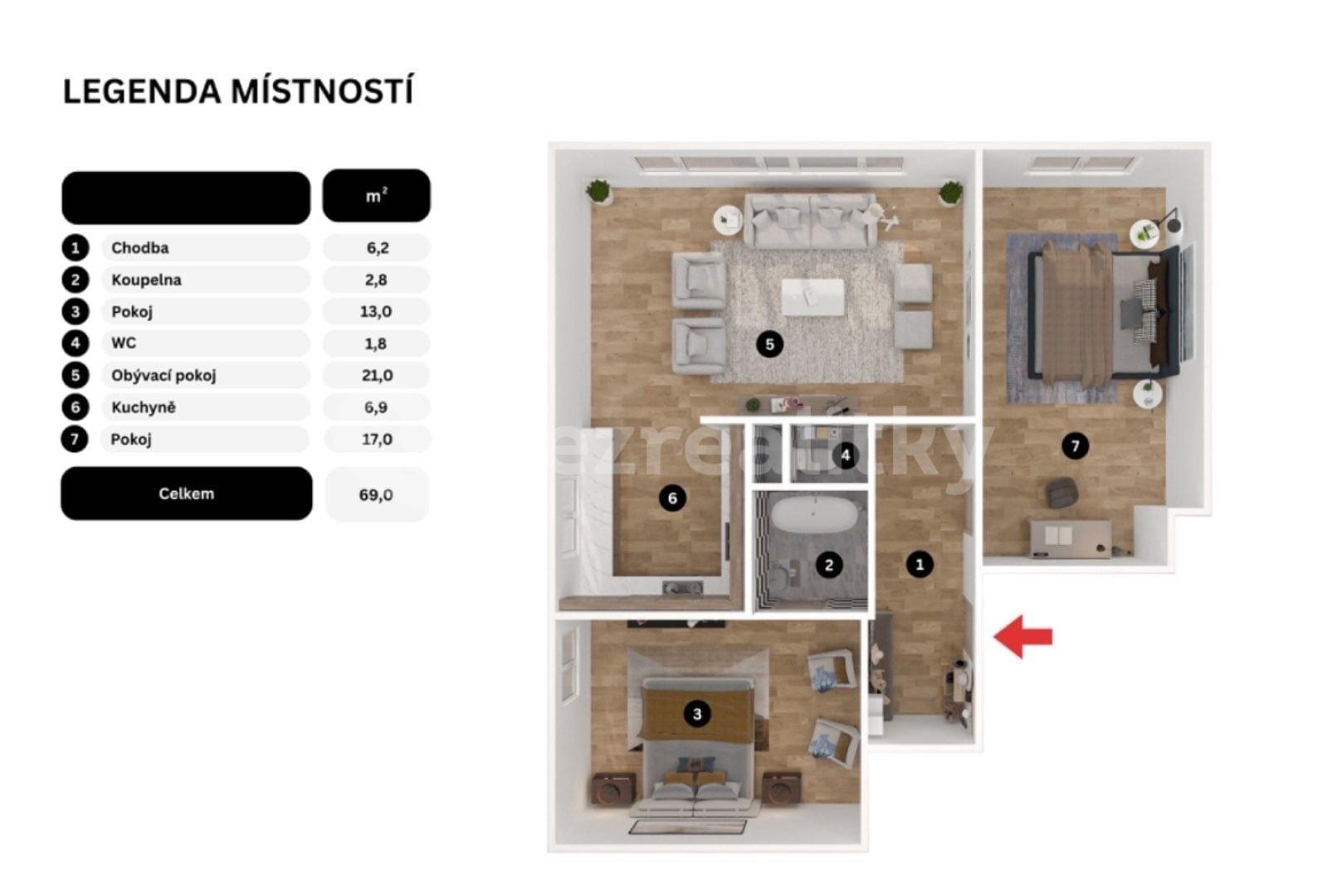 Predaj bytu 3-izbový 70 m², Pod Homolkou, Beroun, Středočeský kraj