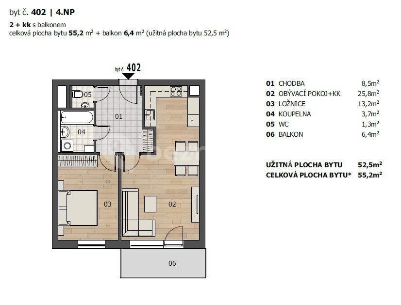 Prenájom bytu 2-izbový 62 m², Studentská, Plzeň, Plzeňský kraj