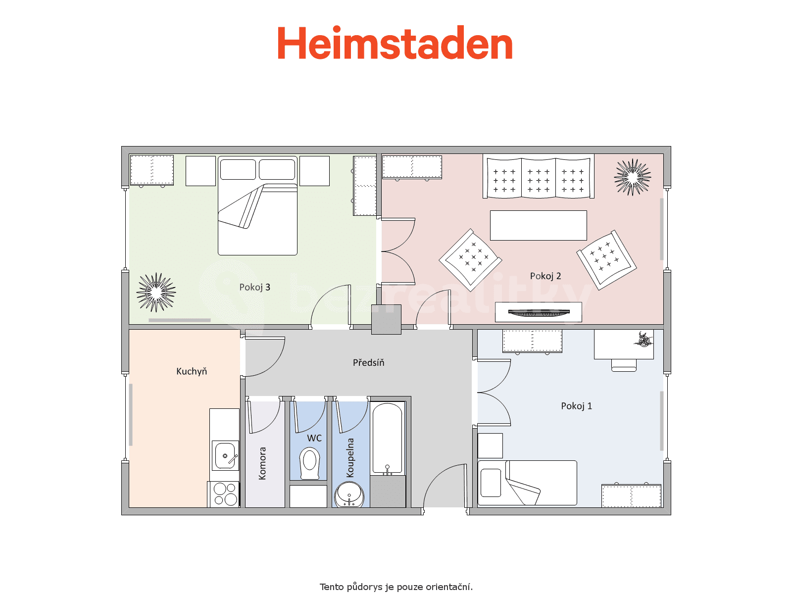 Prenájom bytu 3-izbový 74 m², Fibichova, Karviná, Moravskoslezský kraj