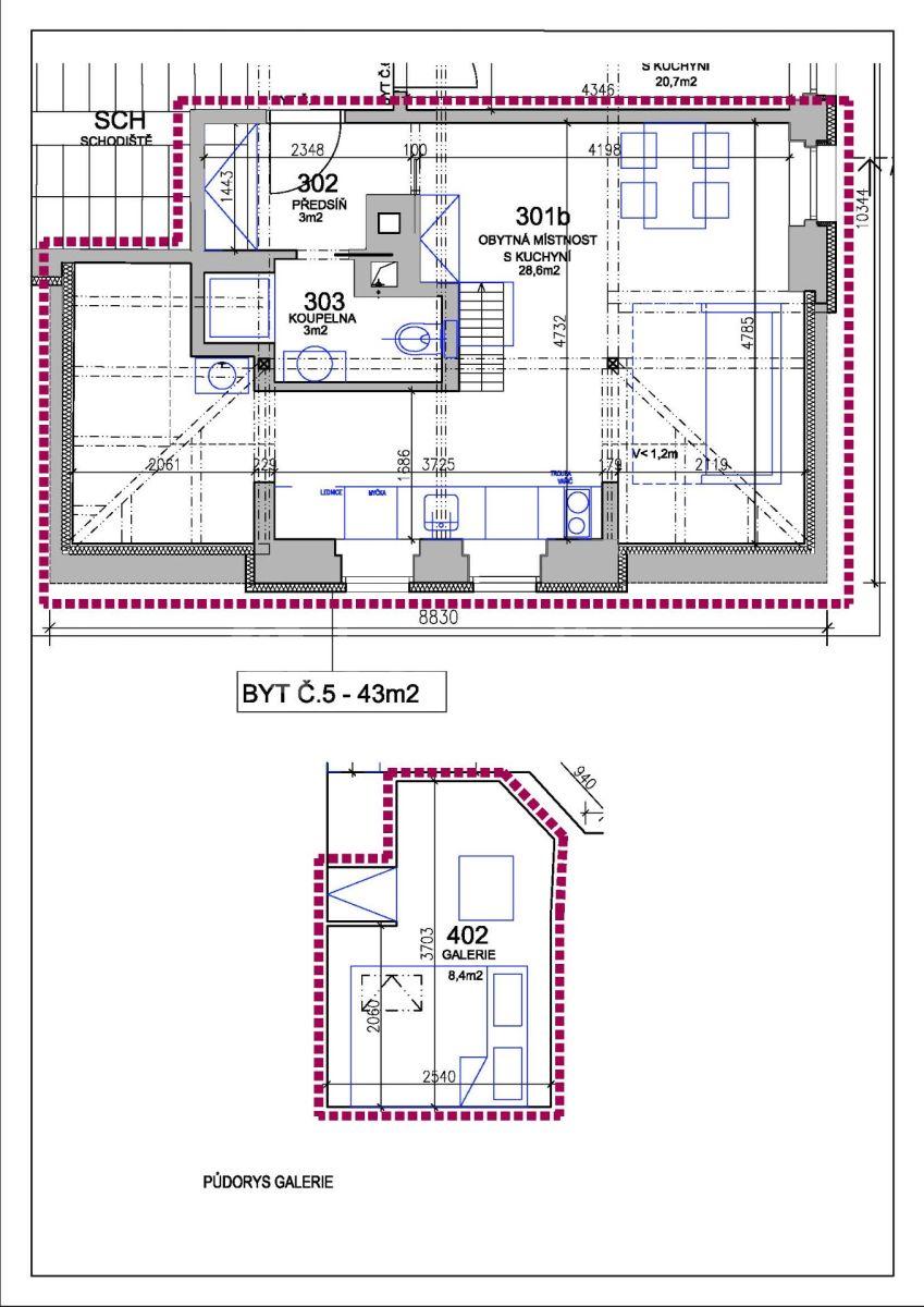 Prenájom bytu 2-izbový 43 m², Josefův Důl, Liberecký kraj