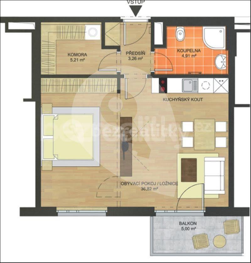 Prenájom bytu 2-izbový 49 m², Mazurská, Praha, Praha