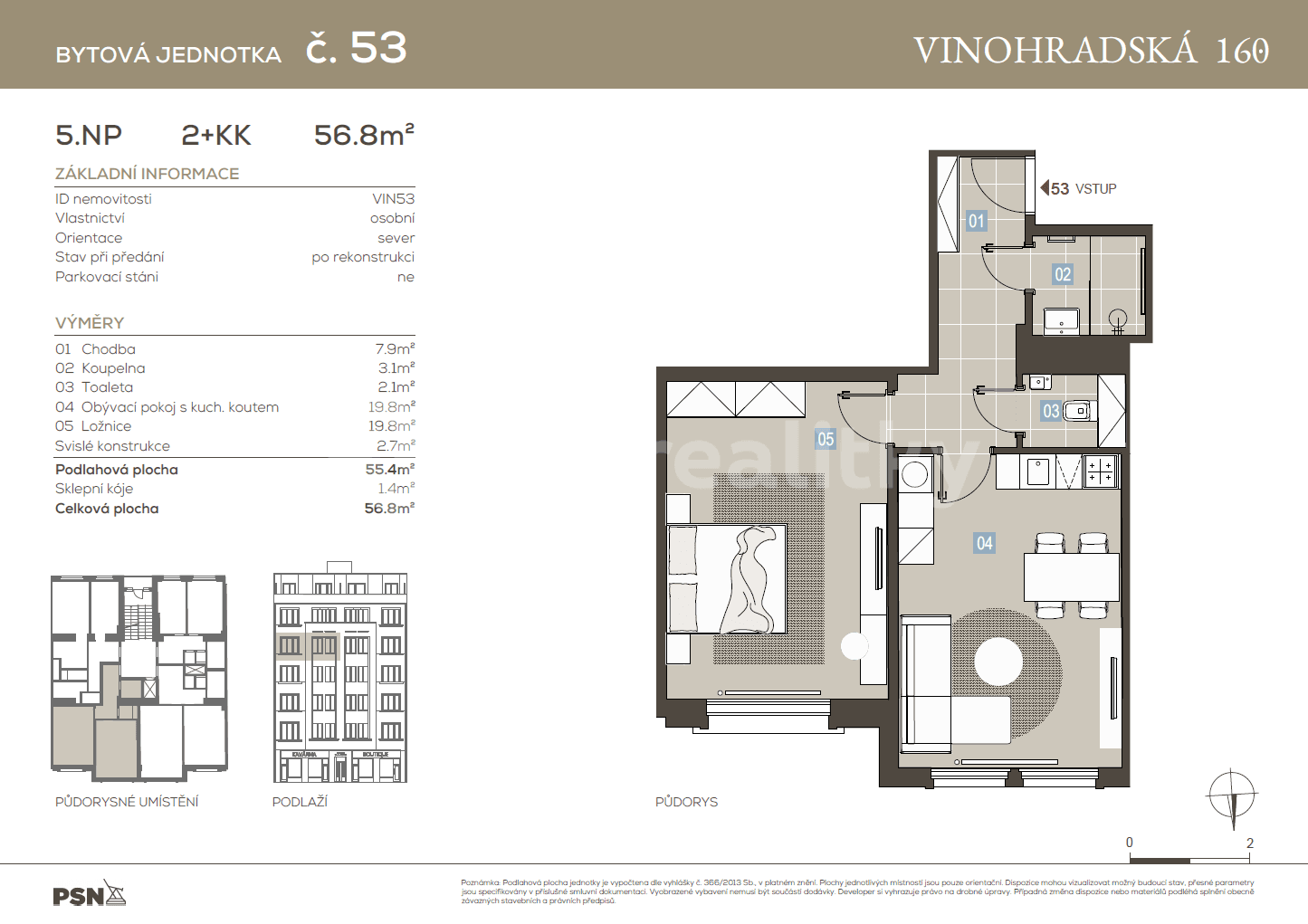 Predaj bytu 2-izbový 56 m², Vinohradská, Praha, Praha