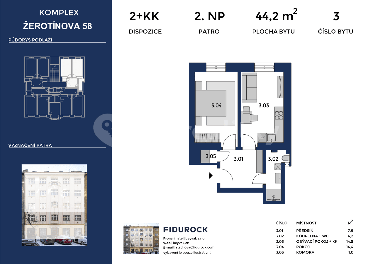 Predaj bytu 2-izbový 44 m², Žerotínova, Praha, Praha