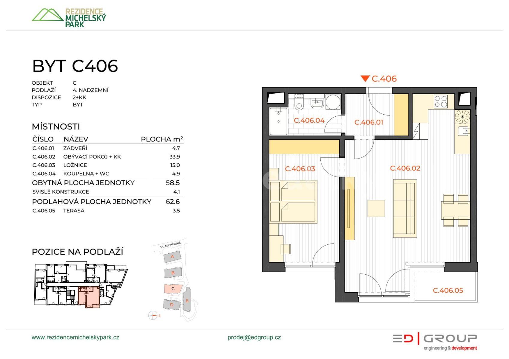 Prenájom bytu 2-izbový 59 m², Michelská, Praha, Praha