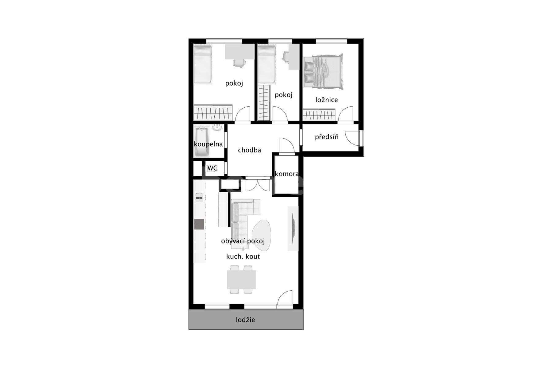 Predaj bytu 4-izbový 86 m², Zborovská, Jince, Středočeský kraj